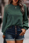 Lace Shoulder Waffle Knit Raglan Long Sleeve Top